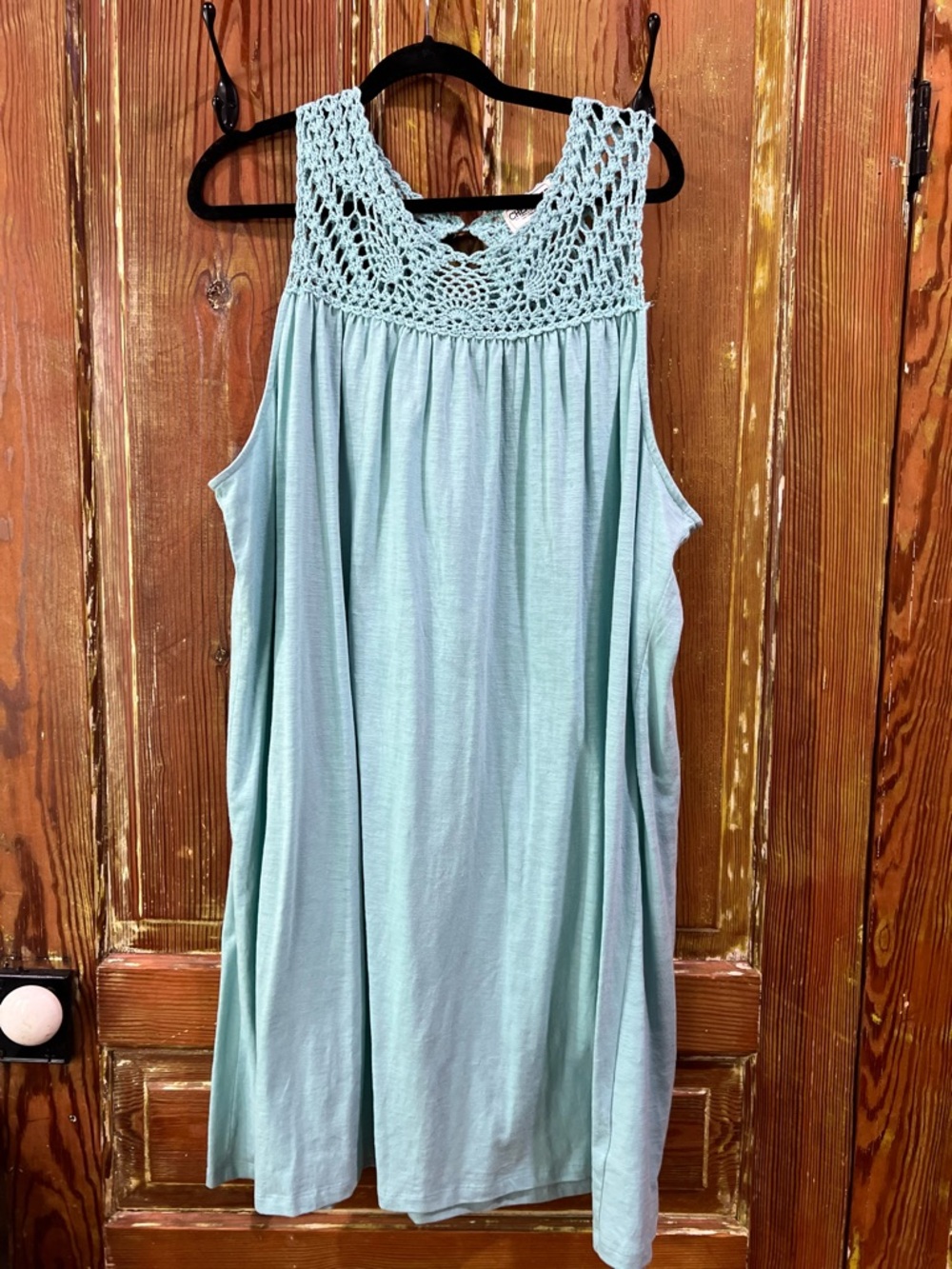 Cherokee Mint Green Crochet Yoke Midi Dress